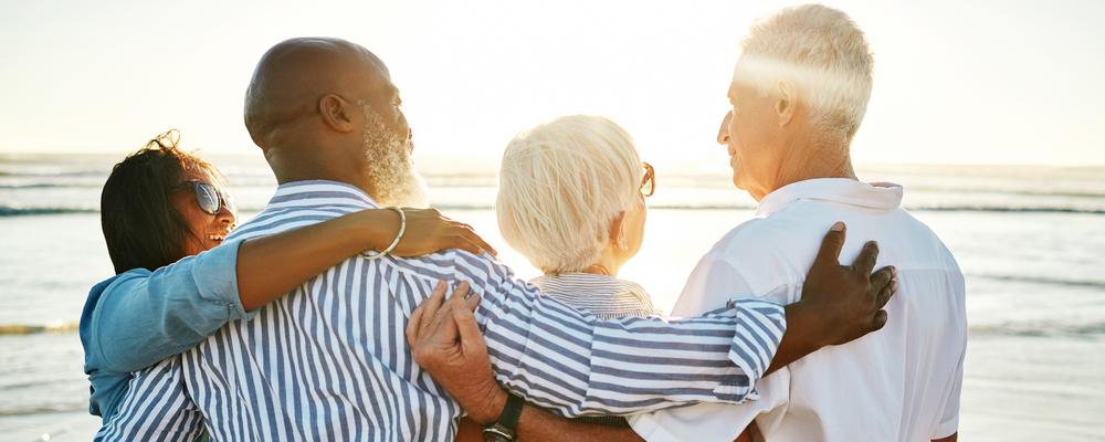 A group of people on a beach