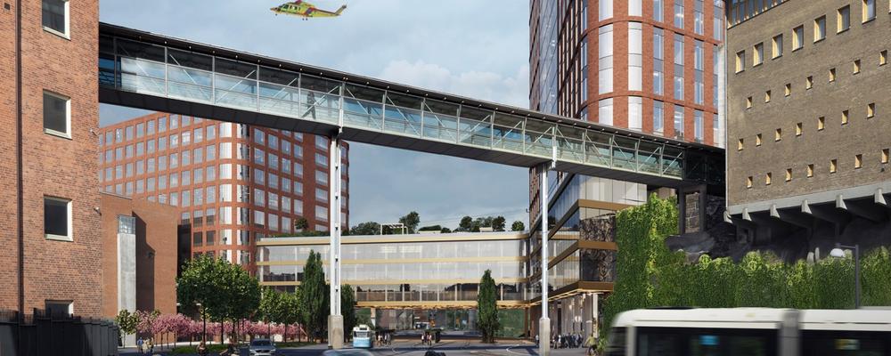 Visionsbild över de byggnader som planeras inom projektet Sahlgrenska Life.