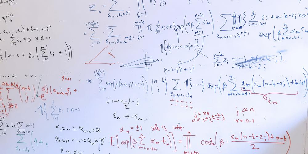 Calculations on a whiteboard