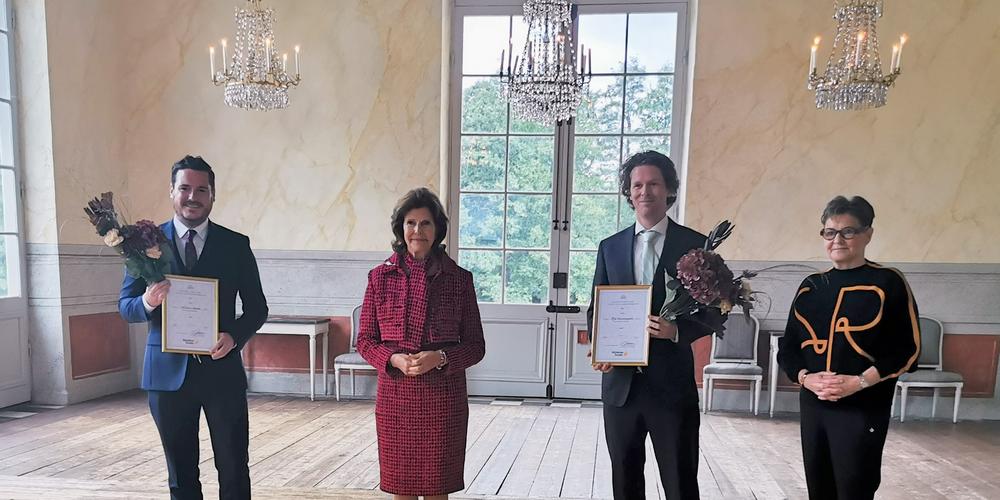 All three awardees and Her Majesty the Queen Silvia.