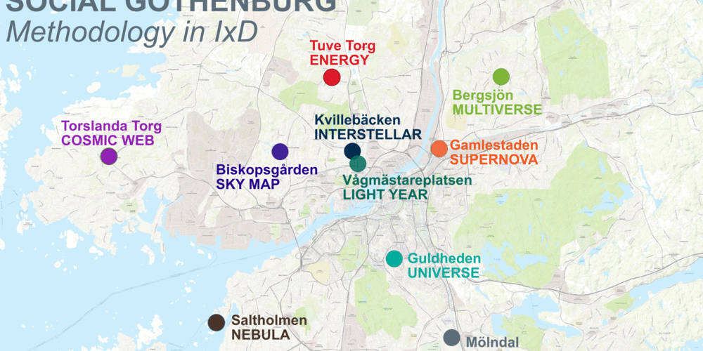 Map of the different areas explored in the project
