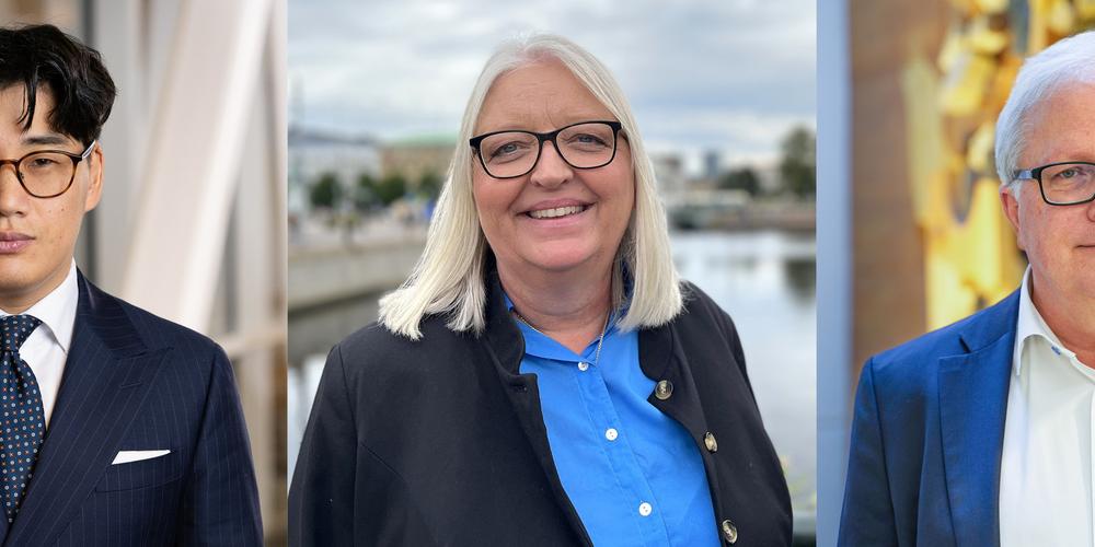 porträttbilder på två män och en kvinna