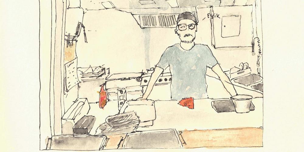 Erik in the kitchen - sketch by Siddharth Jain 