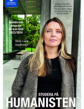 Framsidan på utbildningskatalogen med en bild på Johanna Frändén