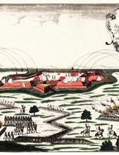 Belägringen av Peenemünde skans på Usedom 14-23 september 1757 avbildad på samtida kopparstick.