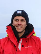 Marcel du Plessis på däck i Södra ishavet 