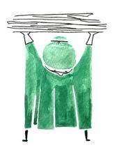 Teckning av en kirurg som lyfter resultaten. 