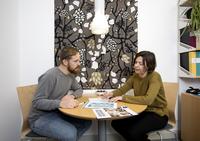 Study counsellor in coversation with student