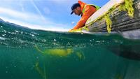 Kristoffer Stedt in small boat