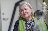Lena Larsson Lovén, professor i antikens kultur och samhällsliv  i studion för inspelning av Matarvspodden.