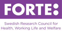 Fortes logga i lila med texten "Swedish Research Council for Health, Working Life and Welfare"