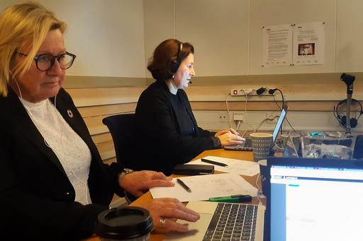 Kerstin Bartholdsson och Ylva Norén Bretzer vid varsin dator