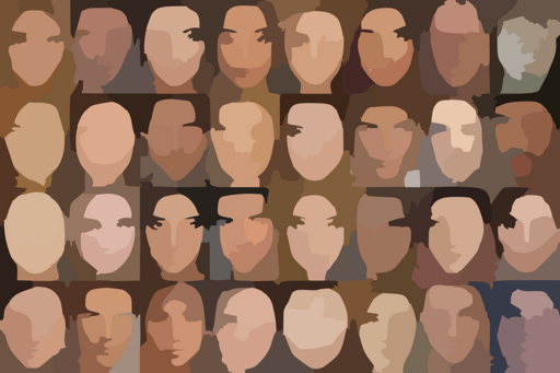 Rows of blurred faces