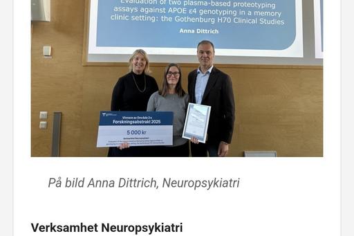 H70 Clinical Studies vinner pris för bästa forskningsabstrakt vid forskningsdag