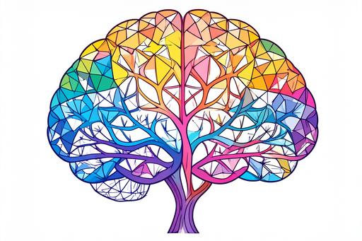 Colourful brain outline