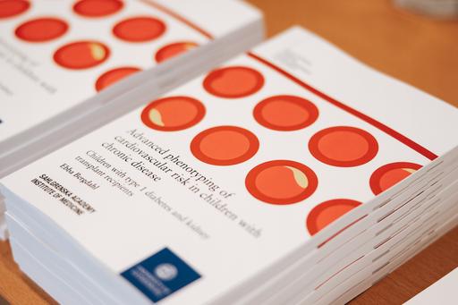 books in piles on a table