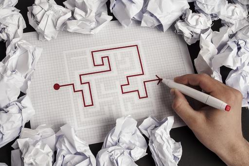 Pathway being drawn on squared paper