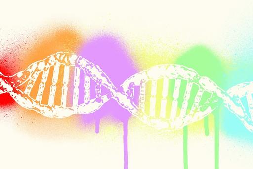 DNA in form of rainbow colours