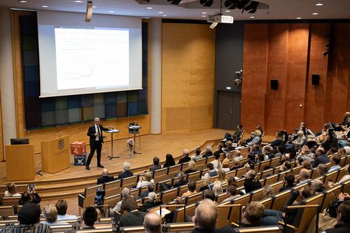 Professor Guriev at the terass at the school. 