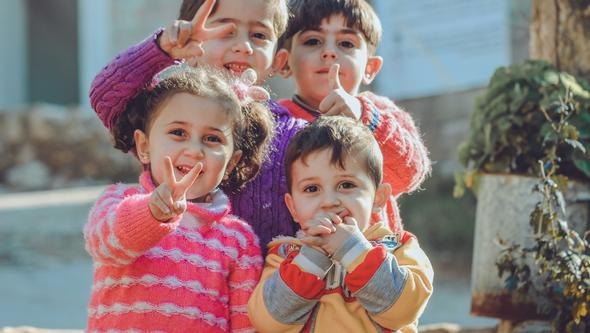 4 happy children
