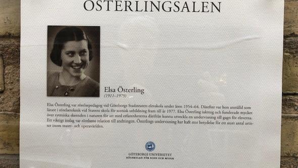 Skylt om Elsa Österling, Österlingsalen, Artisten.