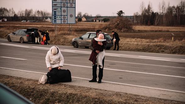 People leaving Ukraine. 