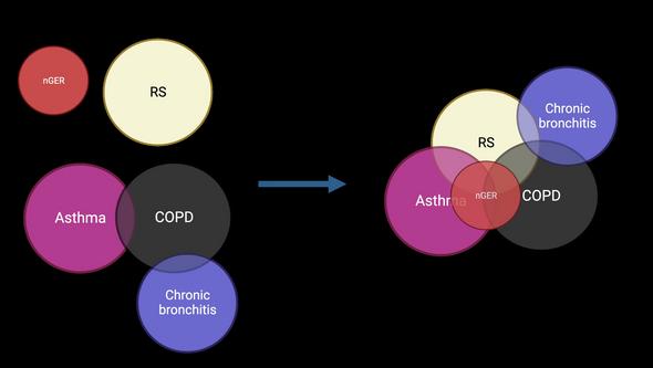 Illustration of the overlap between different chronic upper- and lower-airway diseases.