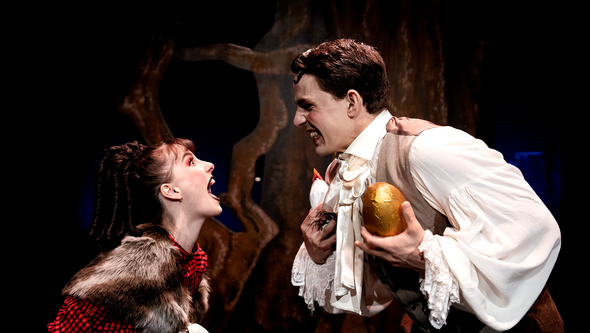 Two people on stage