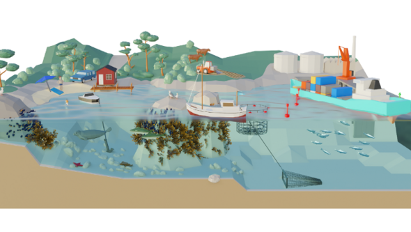 illustration of coastal area