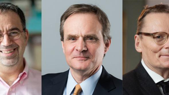 The three laureates Daron Acemoglu, Simon Johnson and James A. Robinson. 