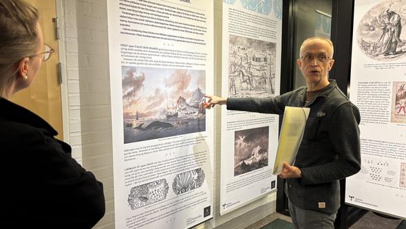 Björn, a part of the project Freezing Cold, talks at the Museum of Natural History.