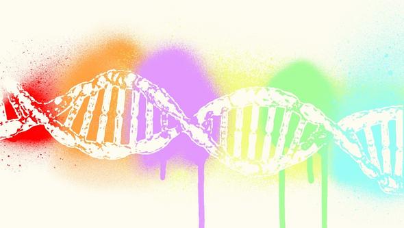 dna in form of colourful rainbow