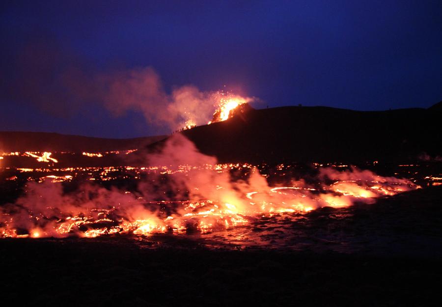 Geology student Nils Gies flew over the Geldingadalir volcanic eruption