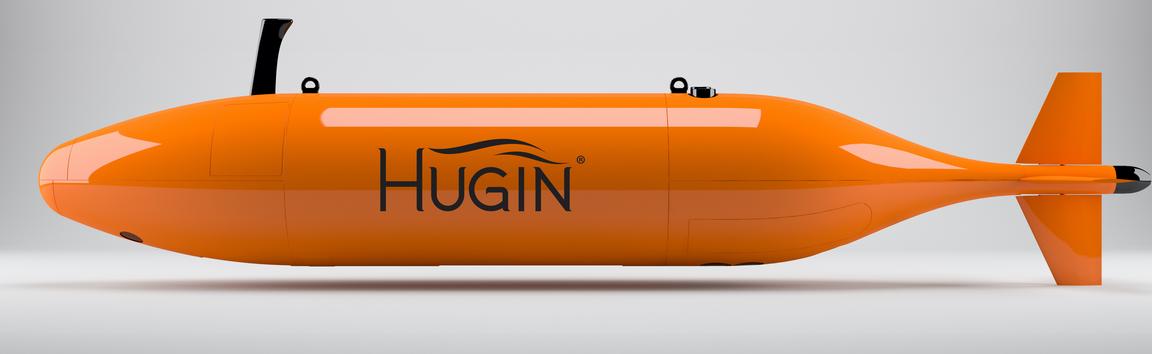Orangecoloured, torpedoshaped Autonomous Underwater Vehicle