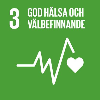 Logotyp för FN Mål 3 – God hälsa och välbefinnande