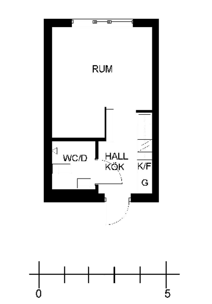 Example floor plan 1 room studio Helmutsrogatan