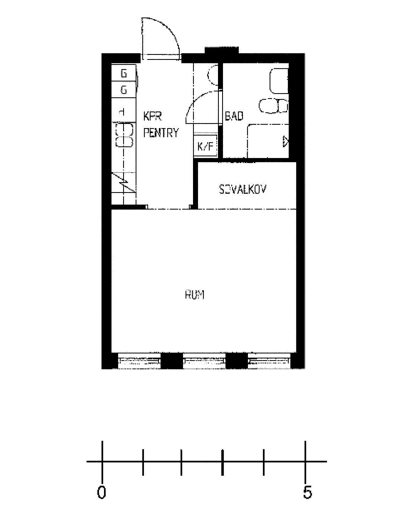 Floor Plan 1 room studio Birger Jarlsgatan